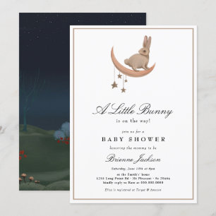 Invitation Baby shower des étoiles de la petite lune de lapin