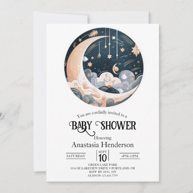 Invitation Baby shower des étoiles de Nebula (Devant)