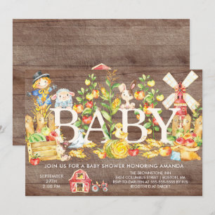 Invitation Baby shower des fermiers mignons