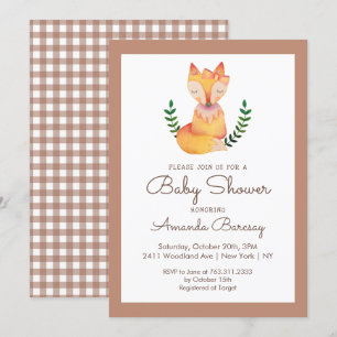 Invitation Baby shower des filles de Fox de bois