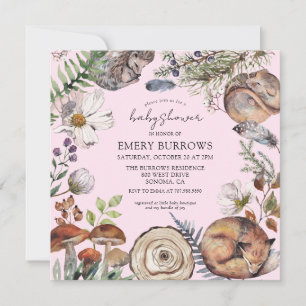 Invitation Baby shower des filles de la forêt boisée