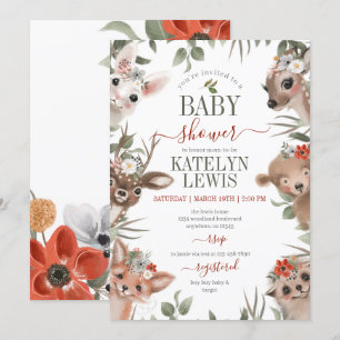 Invitation Baby shower des filles de la verdure du bois