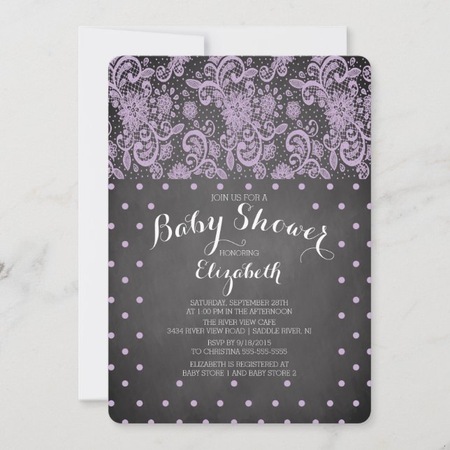 Invitation Baby shower des filles de tableau de bo (Devant)