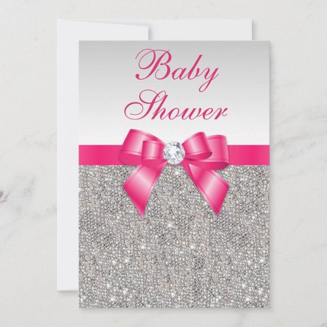 Invitation Baby shower des filles des Bow-Girls roses (Devant)
