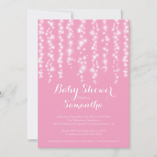 Invitation Baby shower des filles étincelantes mod (Devant)