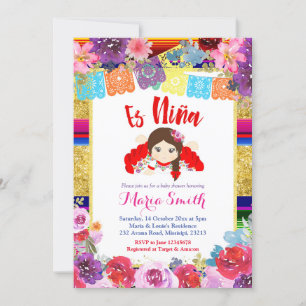 Invitation Baby shower des filles mexicaines d'Espagne