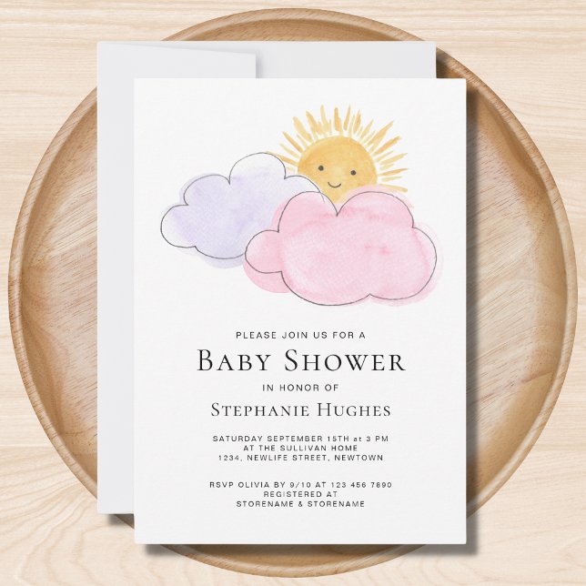 Invitation Baby shower Des Filles Soleil Et Nuages (Créateur téléchargé)