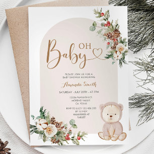 Invitation Baby shower des Flammes de neige de l'ours d'hiver