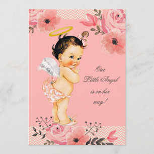 Invitation Baby shower des fleurs d'aquarelle Little Angel
