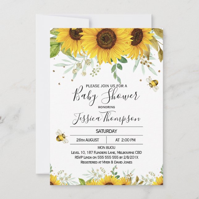 Invitation Baby shower Des Fleurs De Soleil Et Des (Devant)