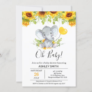 Invitation Baby shower des fleurs de soleil jaunes