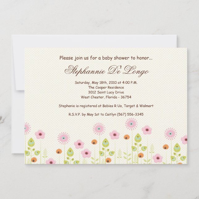 Invitation Baby shower des fleurs printanières 5x7 (Devant)