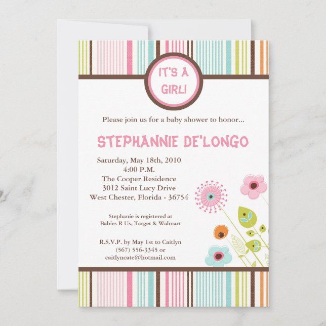Invitation Baby shower des fleurs printanières 5x7 (Devant)