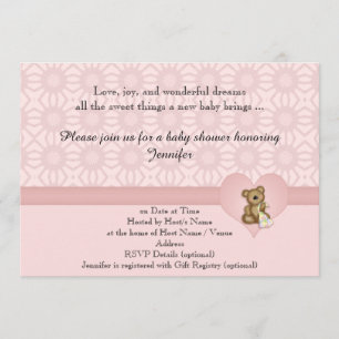Invitation Baby shower des fleurs rétro de l'ours 