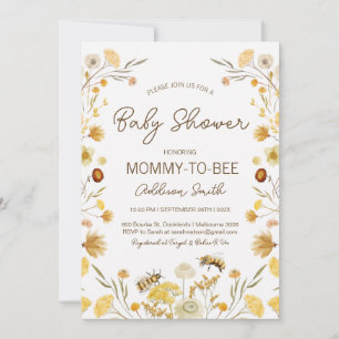 Invitation Baby shower des Fleurs sauvages d'abeilles neutres