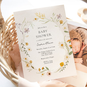 Invitation Baby shower des Fleurs sauvages du champ de prairi