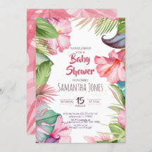 Invitation Baby shower des fleurs tropicales