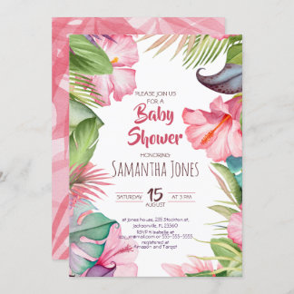 Invitation Baby shower des fleurs tropicales
