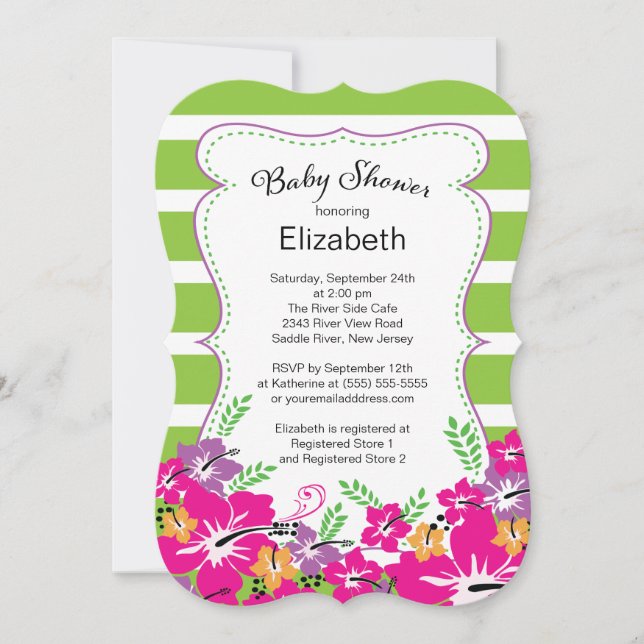 Invitation Baby shower des fleurs tropicales modernes d'Hibis (Devant)