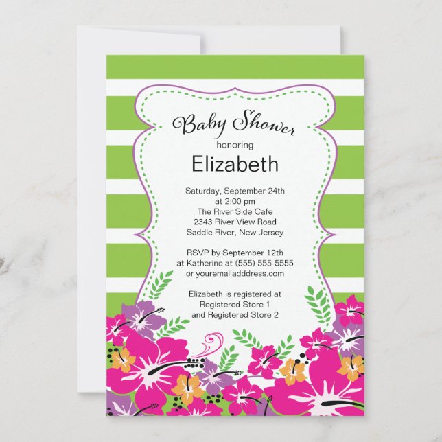 Invitation Baby shower des fleurs tropicales modernes d'Hibis (Devant)