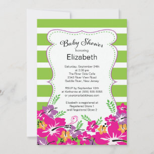 Invitation Baby shower des fleurs tropicales modernes d'Hibis
