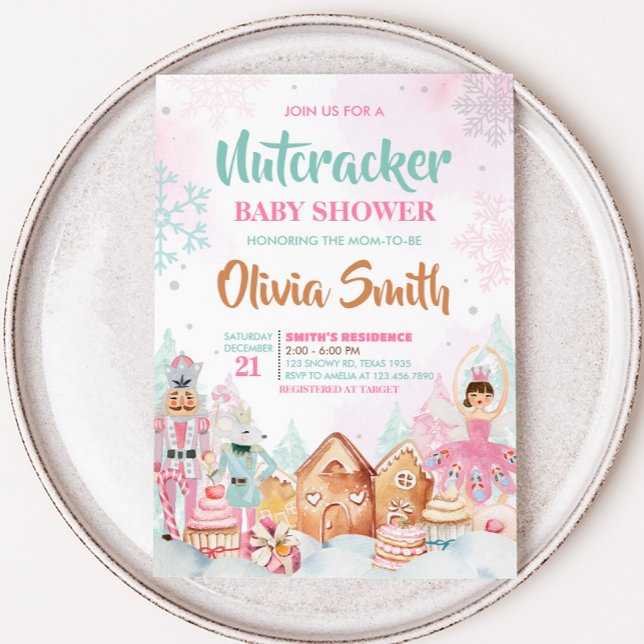 Invitation Baby shower des flocons d'hiver de Nutcracker (Winter Christmas Nutcracker Baby Shower Invitation
)