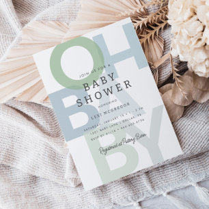 Invitation Baby shower des garçons bleu vert joyeux