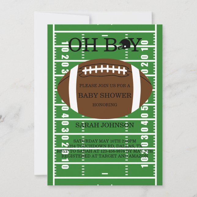 Invitation Baby shower des garçons de football (Devant)