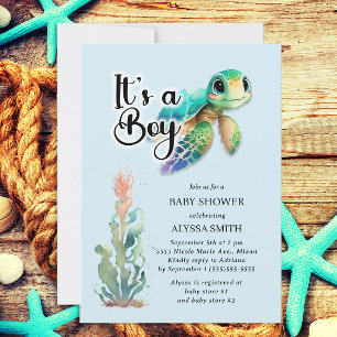 Invitation Baby shower des garçons de tortues marines