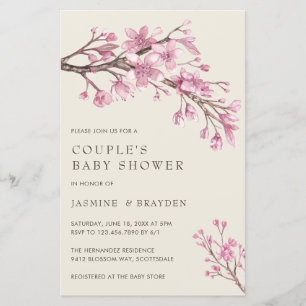 Invitation Baby shower des jeunes filles florales 