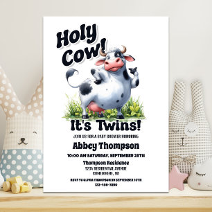 Invitation Baby shower des jumeaux de la Vache Sainte