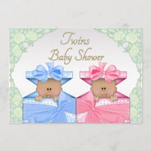 Invitation Baby shower des jumeaux ethniques dans la boîte à