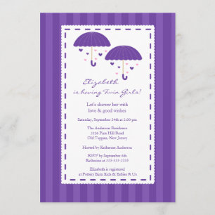 Invitation Baby shower des jumeaux pourpres