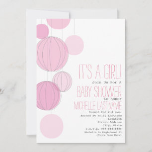 Invitation Baby shower des lanternes roses