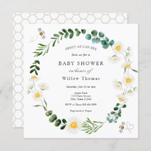 Invitation Baby shower des marguerites et des abeilles
