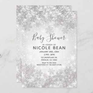 Invitation Baby shower des merveilles d'hiver de White Sparkl