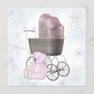 Invitation Baby shower des merveilles hivernales de Pink Snow