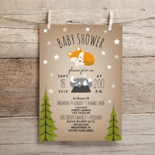 Invitation Baby shower des monts Sleepy Fox