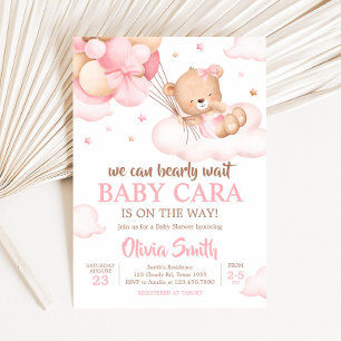 Invitation Baby shower des nuages d'attente roses