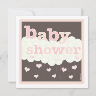 Invitation Baby shower des nuages et des coeurs pour l'invita