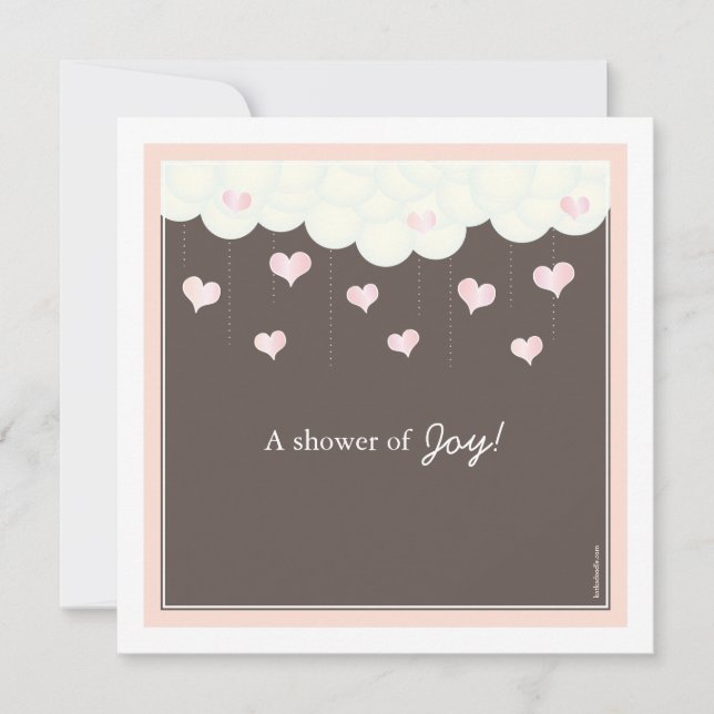 Invitation Baby shower des nuages et des coeurs pour l'invita (Devant)
