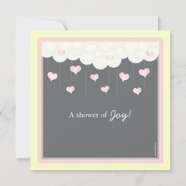 Invitation Baby shower des nuages et des coeurs pour l'invita (Devant)