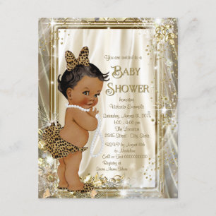 Invitation Baby shower des Perles de Leopard, une petite fill