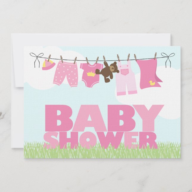 Invitation Baby shower des petites filles en tissu (Devant)