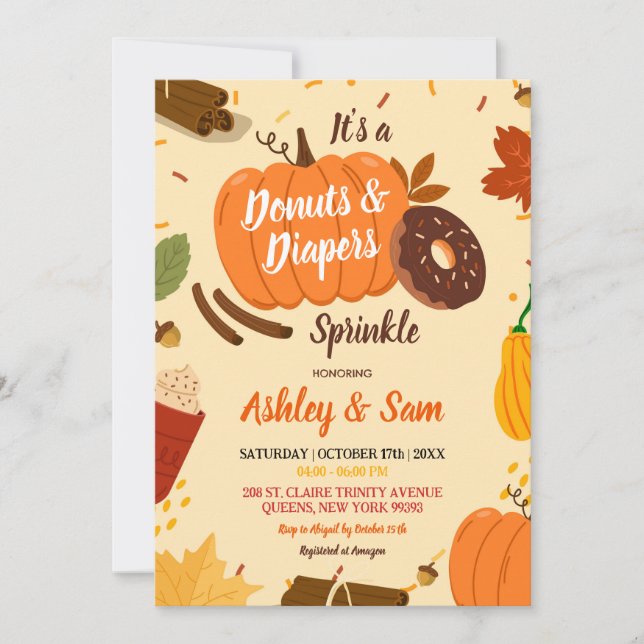 Invitation Baby shower des plongeurs Citrouilles de l'automne (Devant)