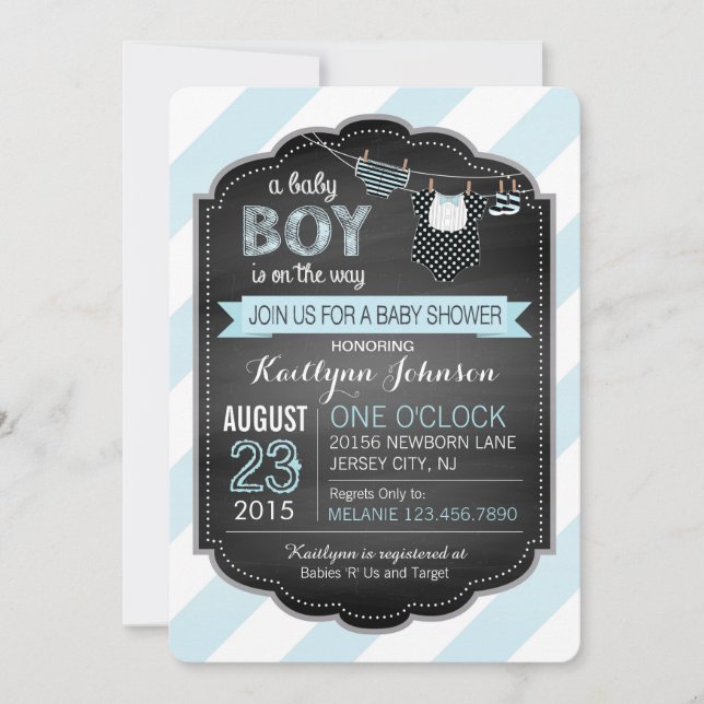 Invitation Baby shower des plongeurs et des cravat (Devant)