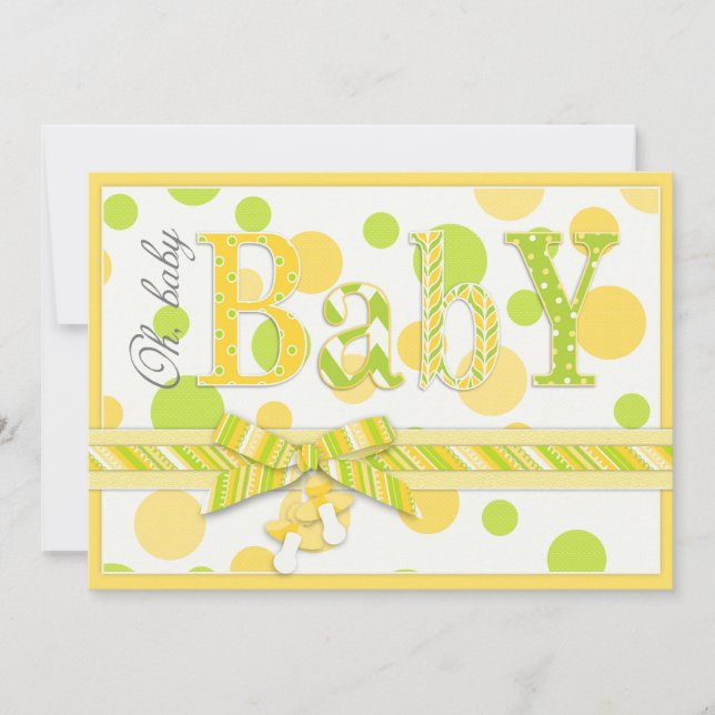 Invitation Baby shower des points de citron vert neutres selo (Devant)