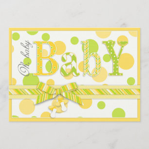 Invitation Baby shower des points de citron vert neutres selo
