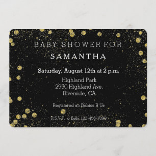 Invitation baby shower des points de confetti Gold Black Glit