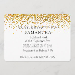 Invitation baby shower des points Gold Glam Confetti